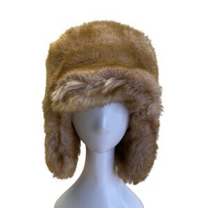 Vintage Crownc  Women's Brown Faux Fur Winter Trapper Hat With Satin Lining